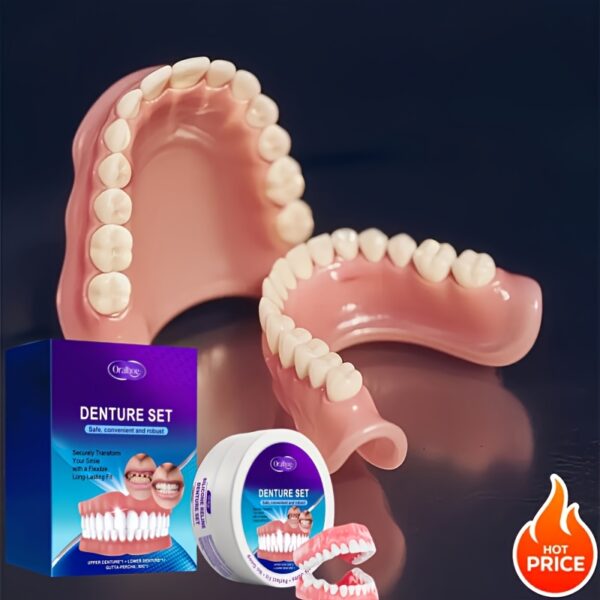 7f326177-9896-4810-9ae8-e9272e5d55ee.jpg Adjustable Denture Set, Upper And Lower Natural-looking Dentures, White Veneers, Comfortable And Realistic, Easy to Install, Suitable for All Tooth Shapes, Boosting Confidence