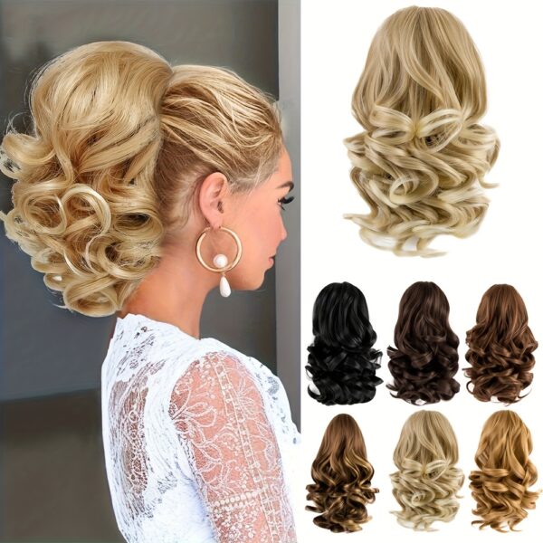 Short Ponytail Extension, Classic Loose Curly Wavy Claw Clip Pony Tails Hair Extensions Hairpieces For Women