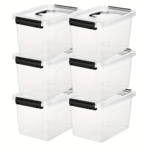 6pcs Transparent Storage Boxes with Lids/Handles, 1.59gal / 3.17gal / 19 Liter Plastic Stackable Containers wih Latches, Closet Storage, Pantry Organization, Clear Containers, Modern Storage, Highquality Pp, Secure Latches, Plastic Organizers, Lidded Containers, Home Organizers, Small Space Living