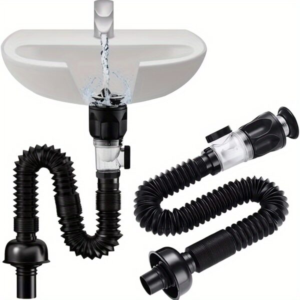 [Upgraded Sink Drain Kit] 2-in-1 Sink Drain Kit | Upgraded Pop-up Drain Pipe with Anti Clogging Sink Plug, 1-1/4 or 1-1/2 inch (approximately 3.8 or 3.8cm) Drain Pipes, 1-1/4 Connector for Sink Drain Pipe, Valentine's Day Gift