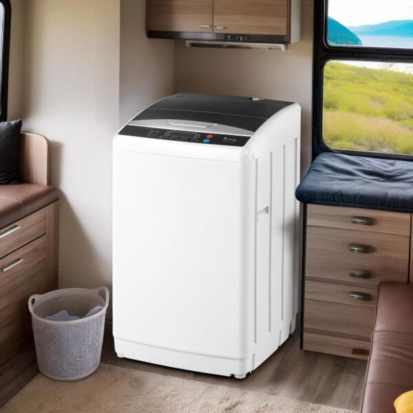 17.8LBS/25LBS Portable Washing Machine, Full-Automatic Electric Laundry Machine with Stainless Steel Drum, 110V Compact Washer, Washer and Dryer Combo with Drain Pump for Apartment, Dorms, RV, 400W