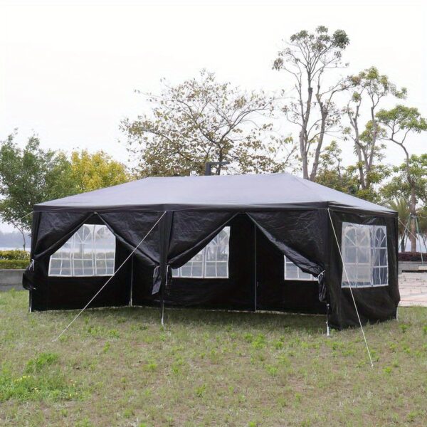 10*20 Feet Outdoor Gazebo with 6 Sides, Perfect for Outdoor Parties, Portable Sunshade Canopy, Made of PE Fabric And Coated Iron Pipes, Ideal for Catering, Beach Barbecues, Outdoor Camping, Wedding Parties, And Backyard Lawns (Black).