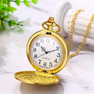 1pc-Men's Golden Pocket Watch: Vintage Quartz Arabic Numerals Sweater Chain True Love Pocket Watch, Perfect Birthday Gift for Father, Husband, Boyfriend, Men's Valentine's Day and Christmas Jewelry Present