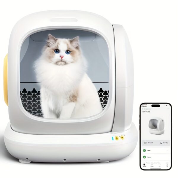 818875ff-a689-4bd4-a082-1447406a5278.jpg Self Cleaning Litter Box, Automatic Cat Litter Box Self Cleaning For Multiple Cats, Odor Removal Anti Pinch Kitty Litter Box, APP Control Smart Litter Box With Liners Bags, Without Battery