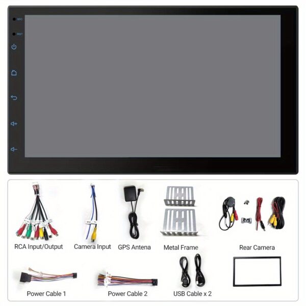 81dff3bdef21446cab45a5a13ec786c3-goods.jpeg Android-13 2+32G System Car 2-DIN 7.0" HD Screen Multimedia Player, Supports FM Radio WIFI GPS Wireless Connection And Mirror Link, Split Screen, SWC, RDS/FM Radio, Rearview Camera 12 Li