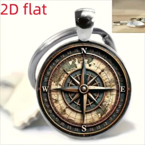 82418b29-f7bf-46f7-ad1c-49099ff2a10d.jpg Retro Compass Keychain - Stainless Steel Antique Map & Compass Design, Vintage Style Durable Bag Charm & Car Pendant, Unique Men's Home Decor Gift for Anniversary Christmas Halloween Thanksgiving Valentine's Day