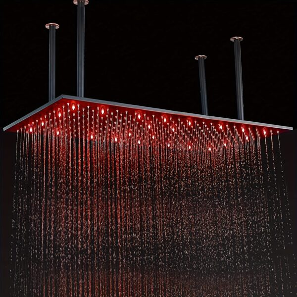 16"x32" LED Rain Shower Head, High Pressure Square Design, Stainless Steel, Full Body Coverage, Matte Black & Brushed Nickel, Modern Wall-Mounted Luxury Bathroom Upgrade