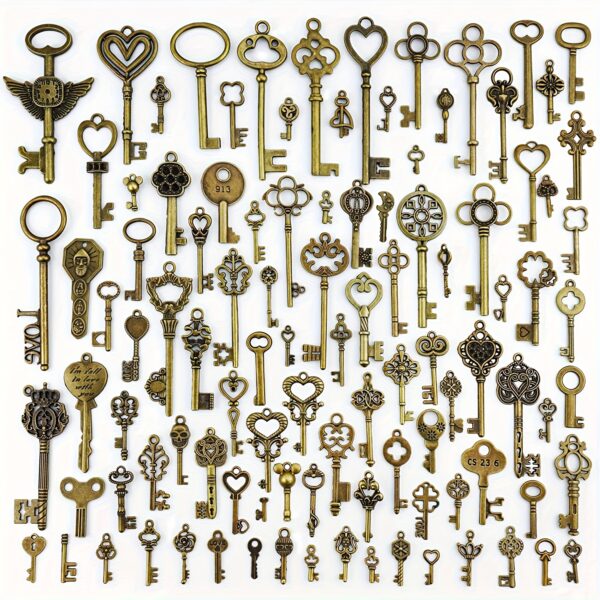 [20pcs Vintage Skeleton Keys] 20pcs Vintage Mixed Antique Bronze Brass Skeleton Keys | Bulk Set with Unique Shapes and Sizes | Ideal Gift Choice for Collectors and Enthusiasts