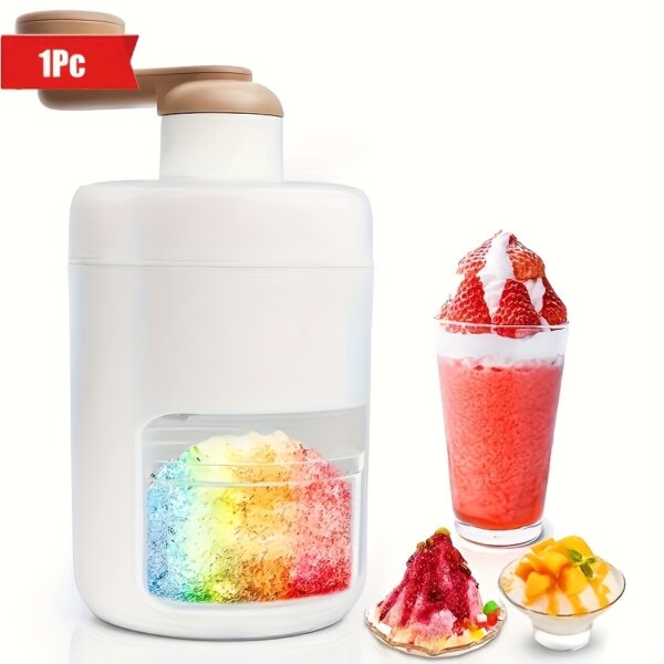 83799cae-bc8c-4844-81d3-269e8ccc7d32.jpg 1pc Portable Ice Shaver Machine - Manual Hand-Powered BPA-Free Plastic Crusher for Shaved Ice, Snow Cones & Slushies with Free Ice Cube Trays - Perfect for Home, Parties, Outdoor Picnics & BBQs, Party Dessert Station, Userfriendly Design