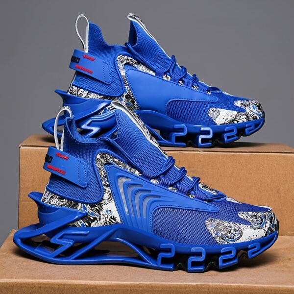 Men'S Low-Top Sneakers - Lightweight Sneakers with Cushioned EVA Insole & Non-Slip Rubber Outsole, Lace-Up Closure for Gym, Everyday & Formal Wear - All-Season Minimalist Design in White/Blue Accent Colors - Durable Synthetic Upper, Gym Footwear, Sporty Look, Breathable Fabric Lining, Versatile Footwear, Active Lifestyle, Trendy Footwear, High-Quality Footwear, Versatile Lovers, Active Lovers