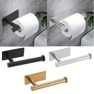 Heavy Duty Stainless Steel Toilet Paper Holder, Self-Adhesive No-Drill Wall Mount, Brushed Finish Bathroom Tissue Roll Dispenser, Toilet Paper Holder Wall Mount