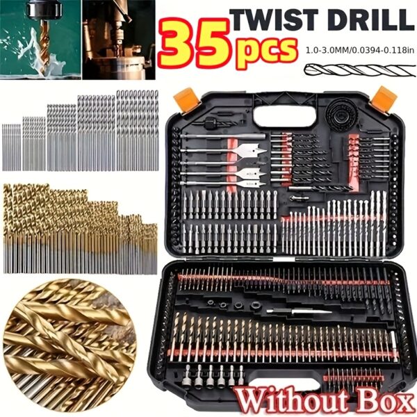 863a0a56-ea4e-4e58-88ac-1e45fdfcbb8d.jpg 35pcs Titanium Coated Drill Bit Set - Straight Helix, Round Shank Twist Drill Bits, suitable for metal, wood, and plastic. Essential power tool accessories for DIY projects and home renovations.