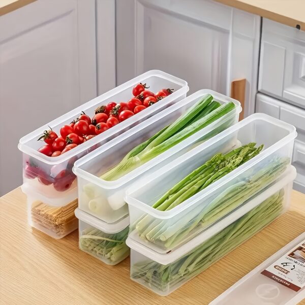 86f95e55-b83d-4939-9ed9-806f56fdbecd.jpg 1/3/6pcs of Polypropylene (PP) Food Storage Containers - Reusable Long Fridge Organizers for Vegetables, Pasta, And Eggs - Essential Kitchen Storage Boxes Safe for Food Contact.