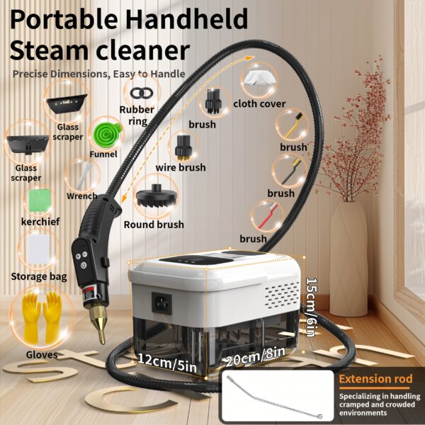 Accessories sold separately, basic style sold separately 2500W handheld steam cleaner, new household high-temperature and high-pressure steam cleaner, high-temperature carpet cleaner, handle switch control, 9-speed adjustment, LCD display, suitable for cleaning kitchen fumes, sofas, and tile gaps