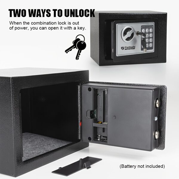 Durable Desktop Safe Box with Dual Lock (Password & Key) - Heavy-Duty Steel Anti-Theft Security Safe with Battery-Powered Operation, Compact Design for Home & Office, Ideal for Cash, Jewelry, Documents & Valuables Storage - Practical Gift for Family & Personal Safety, Storage Box With Lock, Box With Lock And Key, Office, Money Box For Cash With Lock, Cabinet With Lock And Key, Lock Box