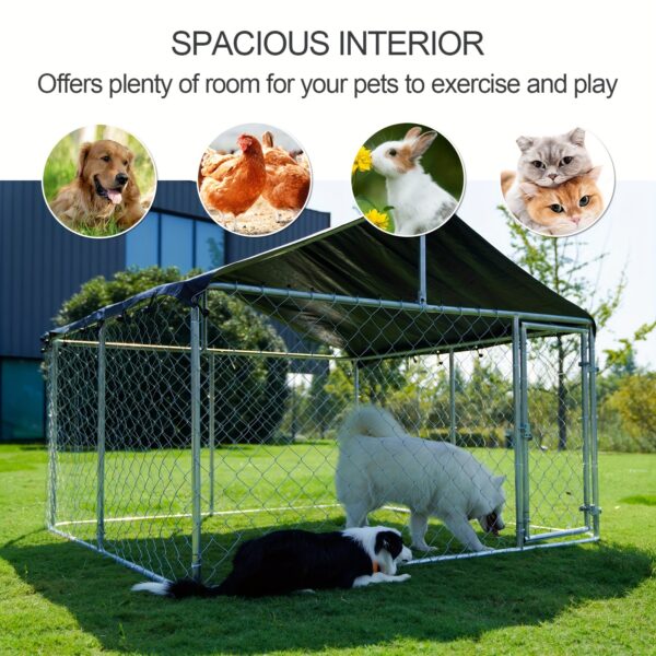 Outdoor Dog Enclosure Heavy Duty Dog Kennel House Mesh Dog Big Cage Pet Kennel Steel Fence with Secure Lock