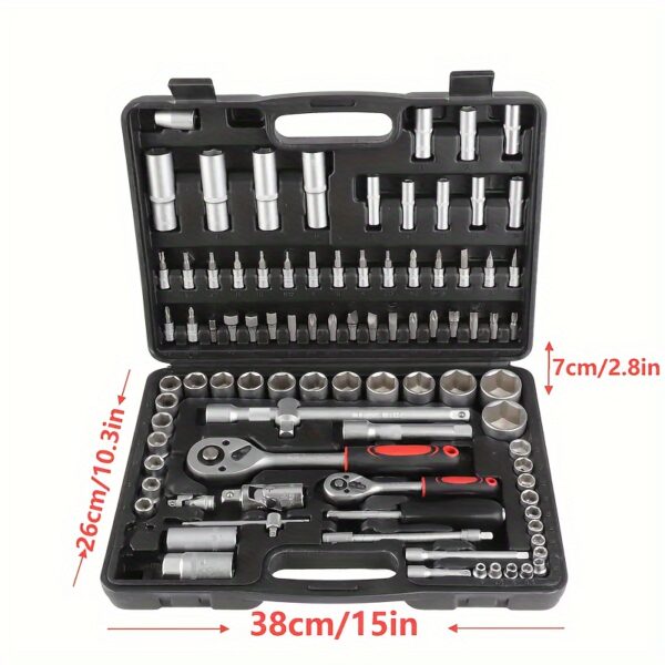888b2bcc-3ed8-4f6d-ae2f-c2c68f471dfd.jpg Mechanic's Multi-Function Wrench and Socket Tool Set with Case - Large, Medium, Small Ratchet Wrenches for Automotive Repair