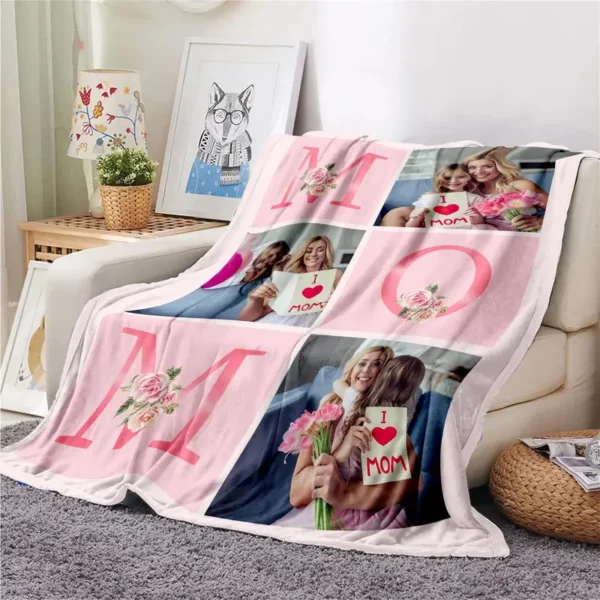 Personalized mom blanket, Mothers Day Personalized Gifts, Gifts from Daughter Son Customized Picture Blanket, 3 Photos