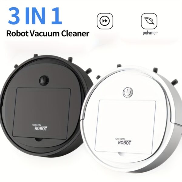 3-in-1 Robot Vacuum and Mop Combo, Wet Mop System - for Hard Floors, Pet Hair - Ideal for Home, Office, Elderly- Black/White, Robotic Vacuum Cleaner And Mop, Rechargeable Lithium Battery, Busy Professionals.