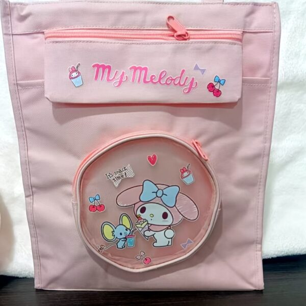 Sanrio Official Kuromi Handbag for s - Cute Pastel Pink Bag with Multiple Compartments, Durable Tote for, College, Daily Use & Sanrio Fans, Casual Accessory, Playful Character Design, Quality Craftsmanship