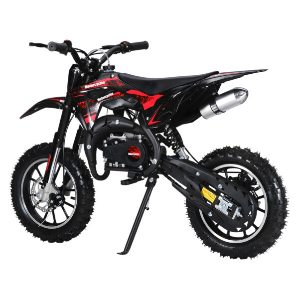 8a9f6b3f-776f-451b-b329-11b933176ee5_1601x1601.jpeg.format.jpg A 49CC mini mountain bike scooter, gas-powered dirt bike, two-stroke outlet engine, pocket motorcycle with front and rear disc brakes, racing top speed of 20mph