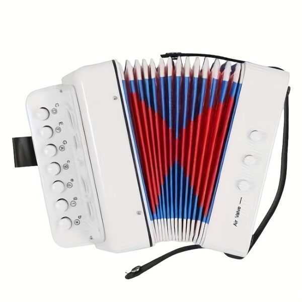 8b6f3617-8f1a-4184-aead-a3f3b38f120b.jpg 10-Key Accordion for Beginners - White with Red & Blue Accents, Portable Handheld Keyboard with Built-in Spring, Compact Design for Easy Learning, Perfect Gift for New Musicians, Decorative Buttons, Durable Construction, Ideal for Aspiring Performers, Stylish and Sturdy Instrument for Students, Music Student-Friendly, Accordion for Beginners, Student Music Instrument, Decorative Button Accents, Sturdy Construction