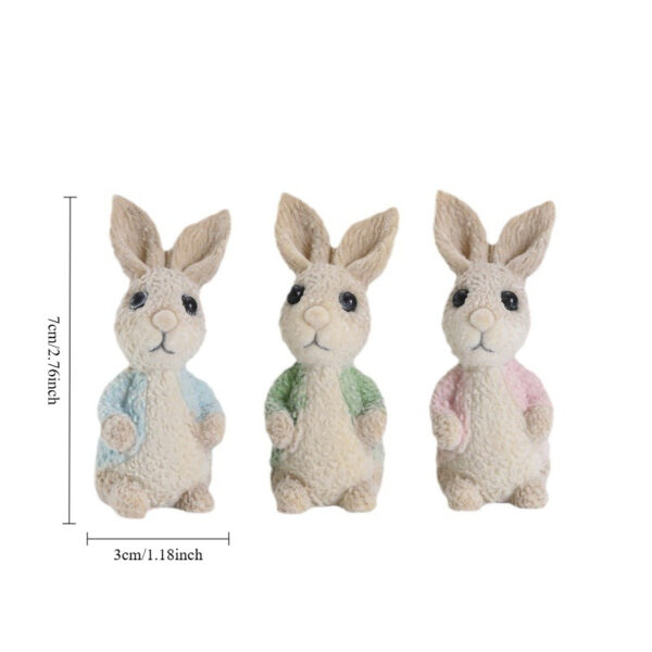 3pcs Resin Bunny Figurines, Handcrafted Cartoon Rabbit Collectibles, No Electricity Needed, for Easter Home & Holiday Decor, Window Sill Display