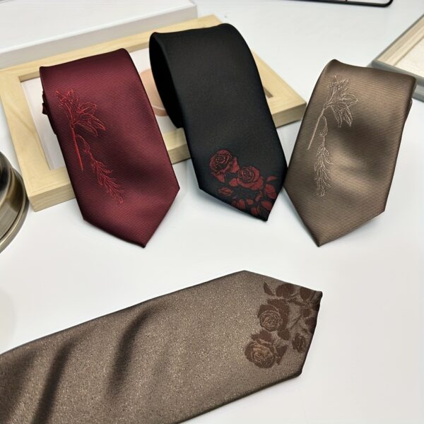 8bb9b4e4-9770-4de3-a37b-06edd6741eb4.jpg 1pc Rose Wine Red & Champagne Tie - Handmade Look Luxury Polyester Woven Fabric for Weddings, Groomsmen, Formal Events & Daily Wear