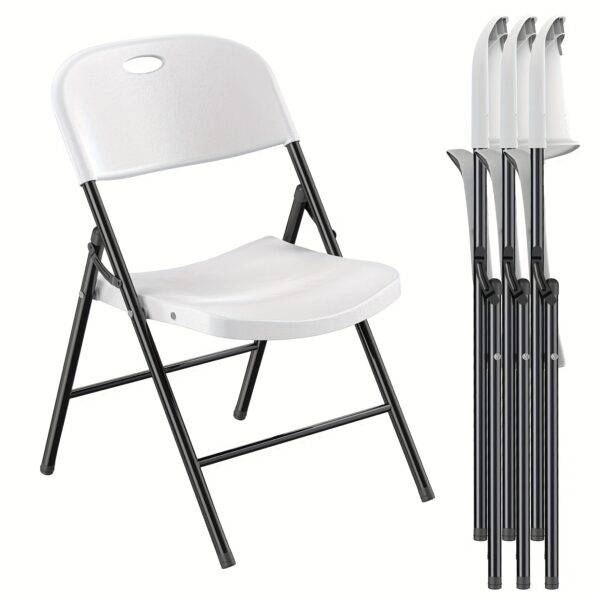 650 Lbs Weight Limit Heavy Duty Plastic Folding Chair With Reinforced Steel Frame For Indoor And Outdoor, Wedding, Parties, Restaurants, Meeting Rooms, Patios, And Garden