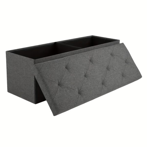 Heavy-Duty Folding Storage Ottoman Bench with Seat - Indoor/Outdoor Multi-Purpose Furniture, Space-Saving Design, Non-Porous Easy-Clean Surface - Perfect for Living Room, Bedroom, Patio, Garden Tool Storage - Gray Organizer Bench