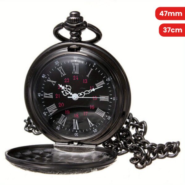 47MM Diameter Black Vintage Retro Quartz Steampunk Pocket Watch With 37CM Pendant Necklace Chain Gift Accessories