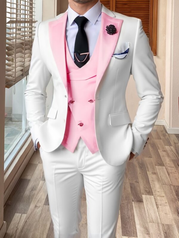 Men's 3pcs Wedding Suit Color Block Notch Label Slim Fit Formal Wedding Party Event Western Dress Suit 34S 36S 38S 40R 42R 44R 12.15gal