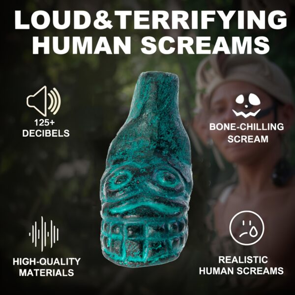 Aztec Death Whistle - 125+ Decibels Ear-Piercing Human Scream Sound, Blue Polished Classic Design with Storage Case - Halloween, Survival & Costume Party Scare Tool