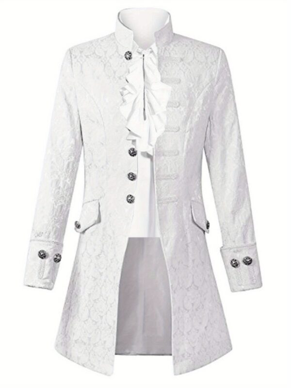 Men's Steampunk Medieval Pirate Viking Renaissance Gothic Victorian Halloween Costume Tailcoat Jacket - Slim Fit Collar, Machine Washable, Pockets, Solid Color