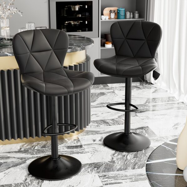 1/2/3/4pcs Modern Bar Stool, Adjustable Faux Leather Upholstered Swivel CounterStoolsFor Restaurant, Modern Bar Stool, Thickened Seat Cushion Souare lsland Barstools with Back