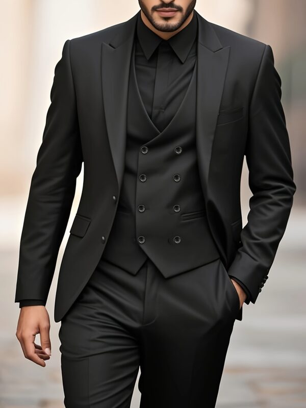 Stylish Men's 3pcs Suit Including Vest, Jacket, and Pants for Business Casual Wear Suitable for Groom, Formal Event Attire