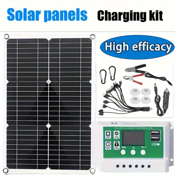 Portable 12V High Efficacy Solar Panel Kit with 100A Solar Charge Controller - Extension Cable And Battery Clips for Boat, Motorcycle, Home, Outdoor Lights, RV, Outdoor Camera, SOLAR Generators, Offgrid Power, Lightweight Design, Easy Installation, Sturdy Construction, Reliable Performance, Rv Travelers, Boat Owners