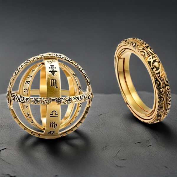 Rotating Astronomical Ball Vintage Ring - Transforming Feature, Universal Couple Ring Suitable for Holiday Parties