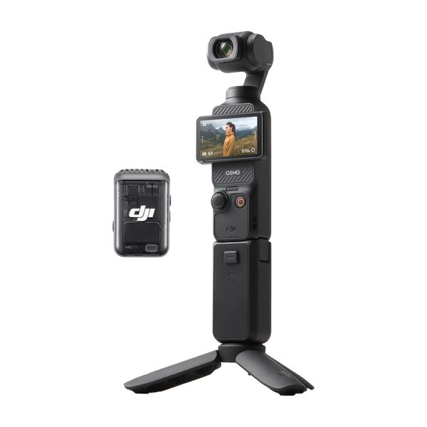 DJI Osmo Pocket 3 Creator Combo Vlogging Camera with 1" CMOS, 4K/120fps, 3-Axis Stabilization, Face/Object Tracking, Built-in Mic for Clear Sound, Auto Focus, Optical Image Stabilization, Rechargeable Battery, SD Card Storage, Vlogging Equipment | Modern Vlogging Camera | Compact Camera
