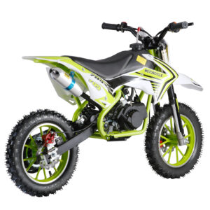 Gasoline Motocross, 49cc Mini Motocross, 2-stroke Gasoline motocross Light green, two-stroke outlet engine, pocket motorcycle with front and rear disc brakes,top speed: 20mph