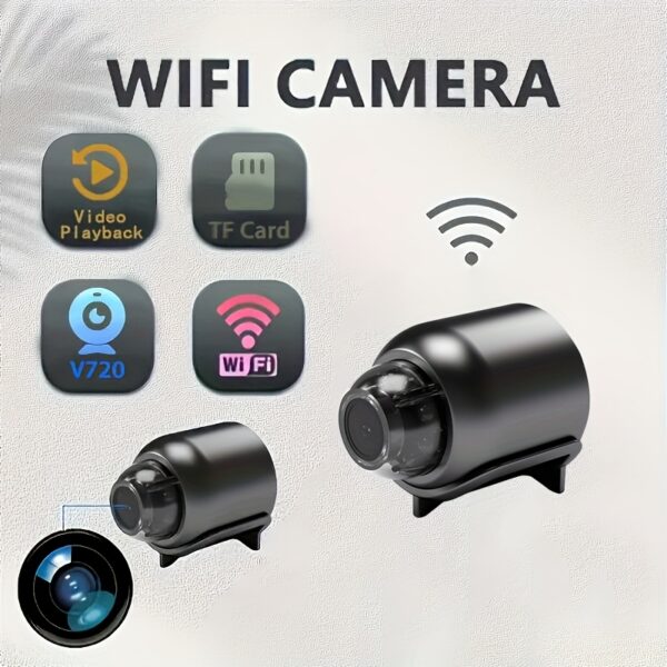 WiFi Security Camera - Wireless, Remote App Control, Motion Detection Alerts, Sound Monitoring, Ideal for Home, Warehouse, Youngsters & Pets, USB Powered, Compact Design for Easy Installation, Pet Monitoring System | Sleek Black Camera | Appcontrolled Device, Wireless