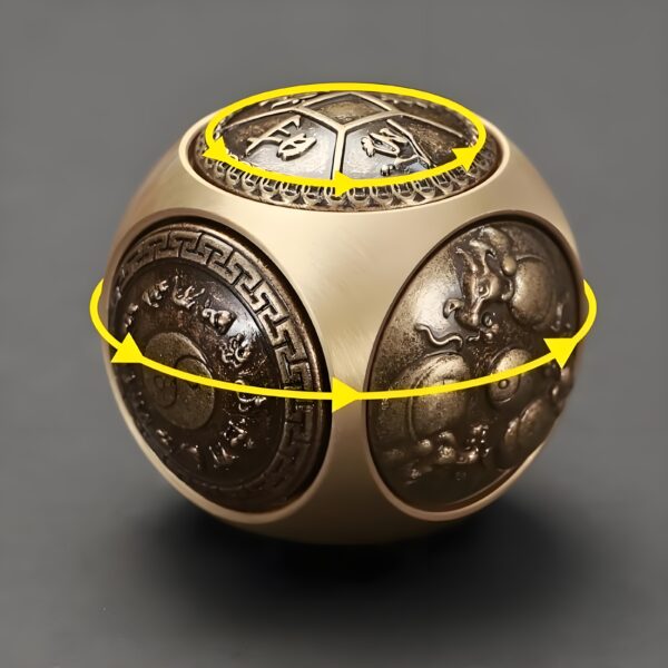 8f1a90fa-dd67-4548-b5f3-75543806987a.jpg 3pcs/1pc Wealth Attracting Ornament, Fortune Spinner, Six-Sided Rotating Relax Handheld Piece, Solid Creative Craftsmanship Gift, Elegant Brass Finger Spinner Toy - Complex Rotation Puzzle Ball Suitable for Relaxation, Home Decor and Unique Gifts, Perfect for Adults Over 14 Years Old, Antique Bronze Finish with Intricate Patterns, Home Decoration Item | Complex Puzzle | Delicately Carved, Fun Toy