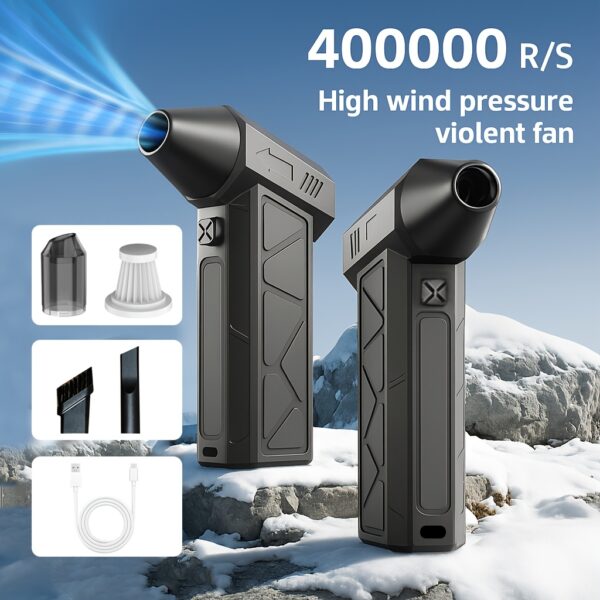 Compressed Air Blower - Mini Turbo Fan With Digital Display, 400000 Wireless Electric Cleaning Fan, Powerful Dust Removal For Keyboard And Computer, Dual Power USB/ Battery, Suitable For Home And Car Use, Handheld Turbo Fan Camping Fan Halloween Gift
