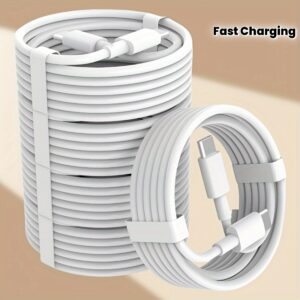 5pcs USB-C to USB-C Fast Charging Cables, 20W High-Speed Data Sync Cords, Compatible with for iphone 15/16 Series, for iPhone 15/16 Pro/Plus/Pro Max, MacBook, for iPad Air 4/5, Mini 6, Pro 12.9/11, for Apple Devices with No Battery Required, Data Transfer Cables|Flat Lightning Cables|USB Connectors, Lightning Cables for iPhone