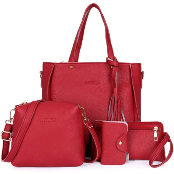 4pcs Women'S Handbag Set - Red Synthetic Synthetic Tote, Crossbody Bag, Wallet & Card Holder with Zipper Closure, Elegant Design for Everyday Use, Everyday Handbag|Sleek Handbag|Zipper Closure Bag, Purse Set, Small Tote Bag, Handbag for Women, Crossbody Bags for Women, Wallet for Women, Card Holder Bag, Travel Essentials, Stylish Accessory, Durable Material, Compact Handbag, Fashion Lovers, Work Essentials, Minimalist Design, Sturdy