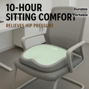 [Ergonomic Memory Foam Cushion] 10-Hour Ergonomic Memory Foam Office Chair Cushion – Adjustable Hip & Waist Support, Portable Comfort for Home, Car, and Office Use – Dry Clean Only – Gray/Green/Yellow/Black