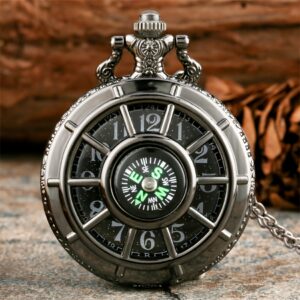 91ceb871-955c-4ec7-9a2b-0157e9a6369a.jpg TOOP Sporty Men'S Pocket Watch, Stainless Steel Quartz Movement, Round Dial, Electronic Drive, Non-Waterproof, with Hollow Detail, for Elegant Outdoor Compass Design