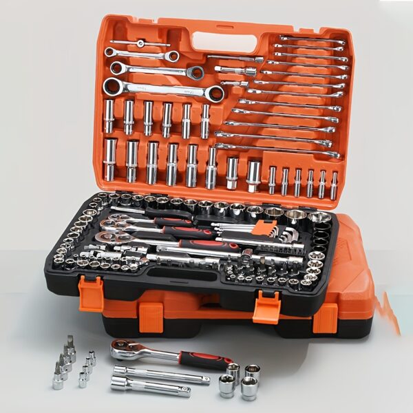 92aeef63-3645-4e00-92ba-32016ef4fe43.jpg 151 Professional Car Master Tool Set - Premium Tool Set for Car, Bicycle And Motorcycle Repair - Compact, Portable, Complete Solution with Ratchet Wrench, Various Screwdriver Sets, No Battery