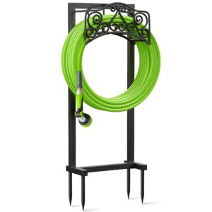 1pc Metal Garden Hose Reel Holder - Outdoor Heavy Duty Water Hose Storage Rack with Detachable Design, Easy Assembly for Patio, Garden, Lawn - Black