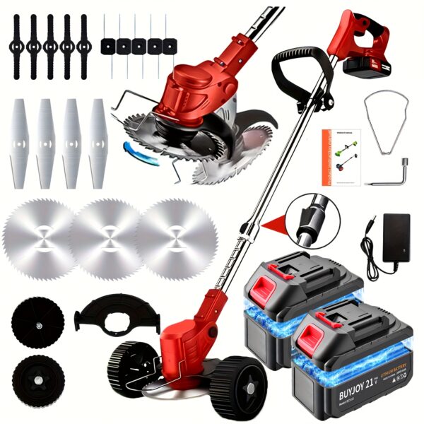 940a294f-7788-4660-88ac-07ab259763a8.jpg Electric Wireless Weed Trimmer with 2 Batteries, Multifunctional Wireless Lawn Mower, Powerful Battery-Powered Grass Trimmer, Adjustable Lightweight Weed Cutter for Lawns, Gardens, and Yards